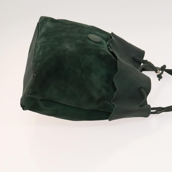 Authentic FENDI Shoulder Bag Suede Green Gold - Picture 10 of 16